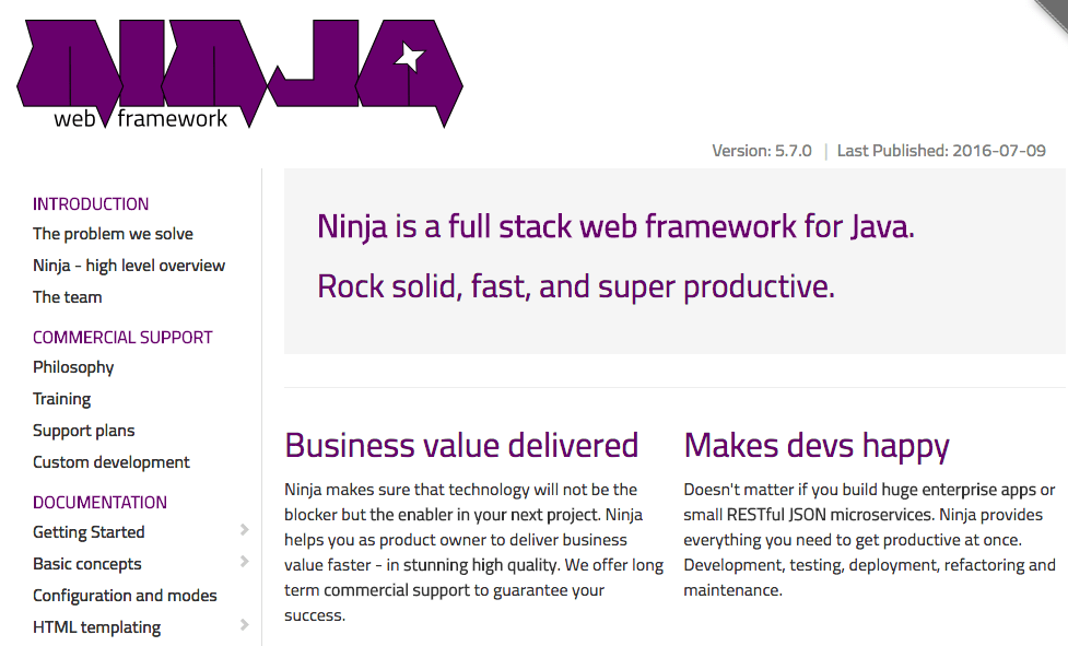 ninja web framework